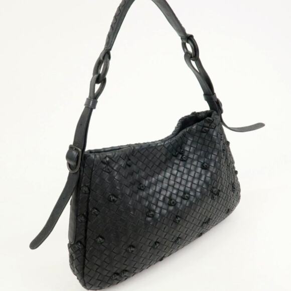 💎✨Beautiful✨💎Authentic BOTTEGA VENETA Intrecciato Shoulder Bag Black - Picture 4 of 15